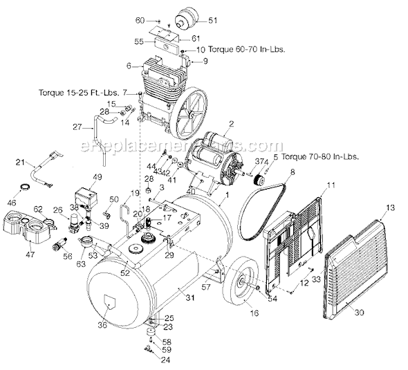 Page B Diagram and Parts List for 919-19541 Type 1 Black and Decker Compressor